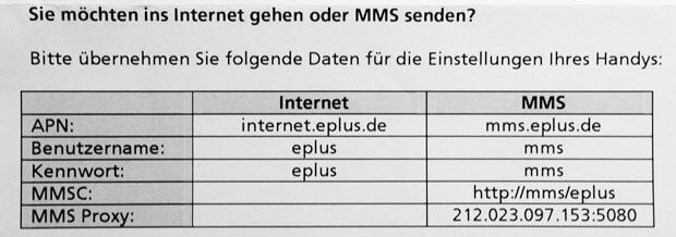 AldiTalk APN Einstellungen