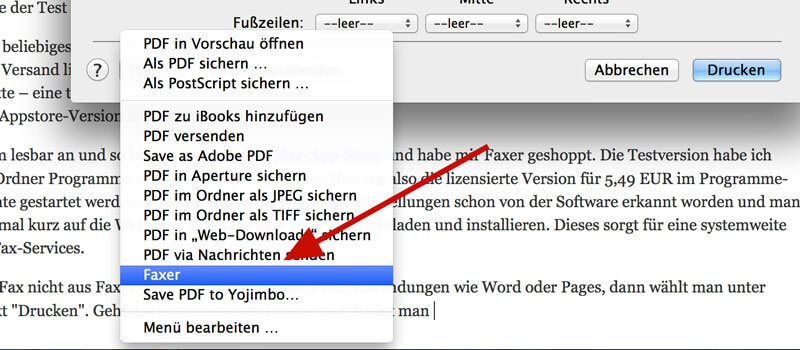 Faxer Dialog