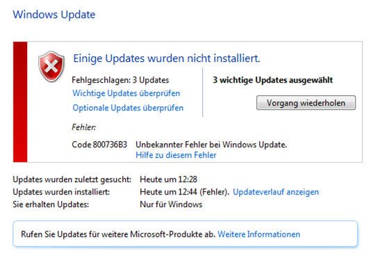 Kod błędu systemu Windows 800736B3