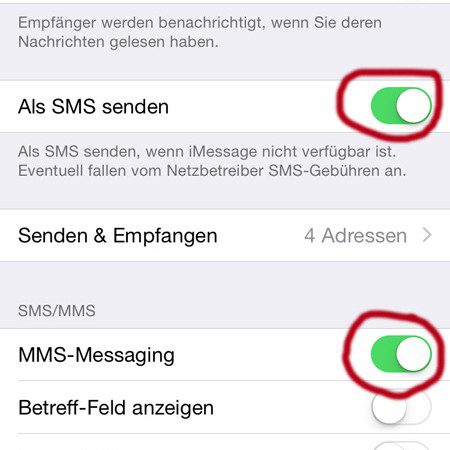 MMS abschalten