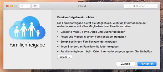 Familienfreigabe aktivieren