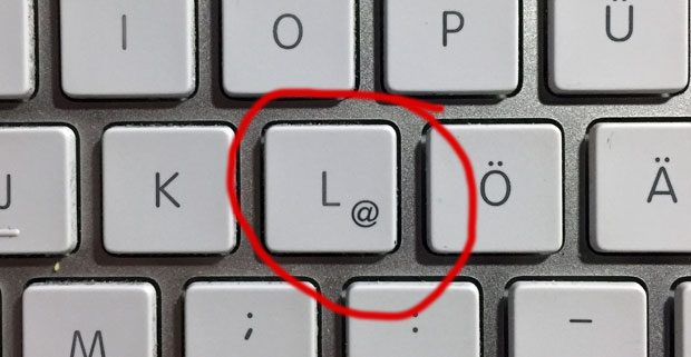 Mac: AT-Zeichen (ÄT/Klammeraffe) auf der Tastatur finden