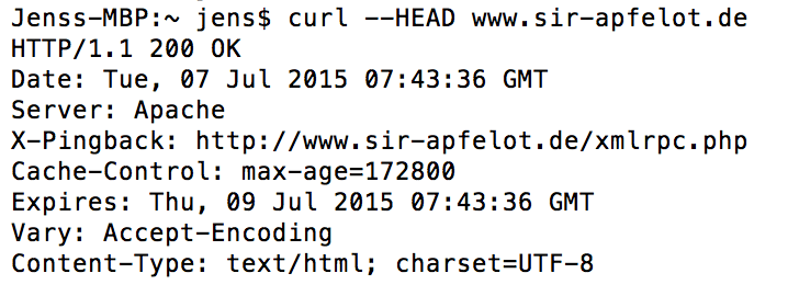 HTTP header output