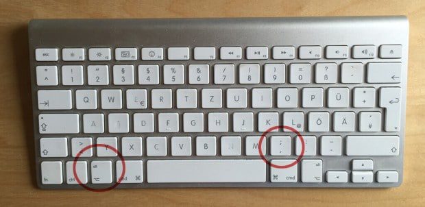 Unendlich Zeichen auf der Mac Tastatur