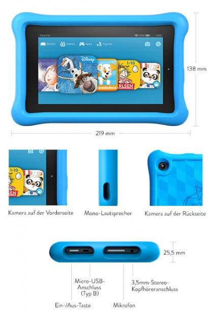 Die technischen Details des Fire HD Kids Edition sind überzeugend – das ist kein Tablet, das nach einem Jahr uninteressant für die Kinder geworden ist.