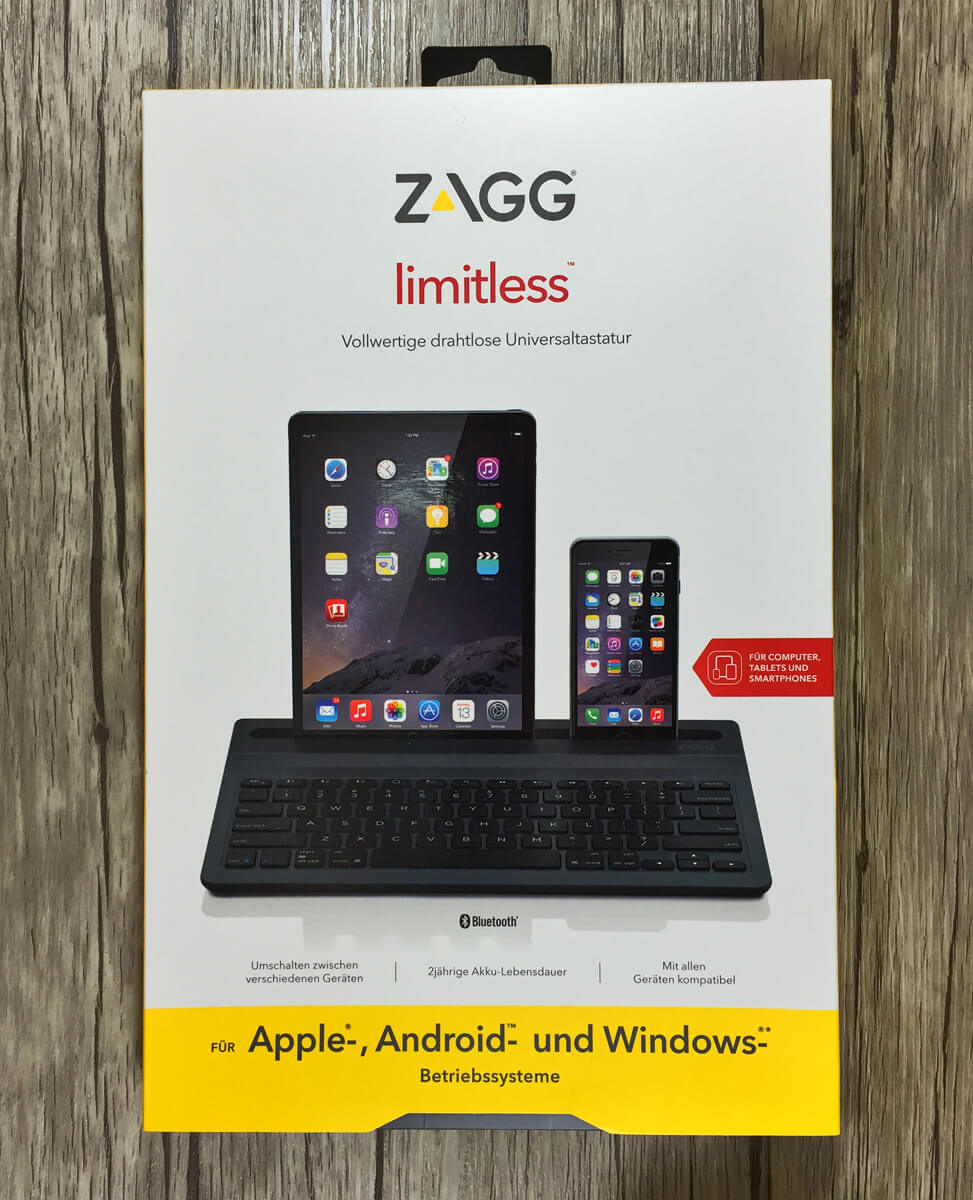 New ZAGG Limitless Full-Size Universal Bluetooth Keyboard Apple Android Black 