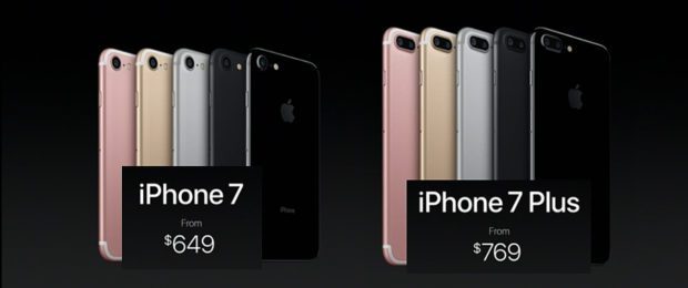 prezzo one 7 e prezzo iPhone 7 Plus direttamente da Apple Keynote 2016