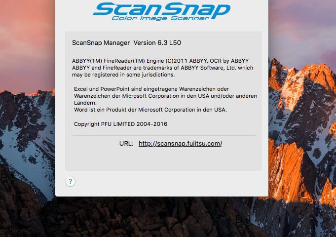 Fujitsu ScanSnap Scanner Software mit Problemen unter macOS Sierra