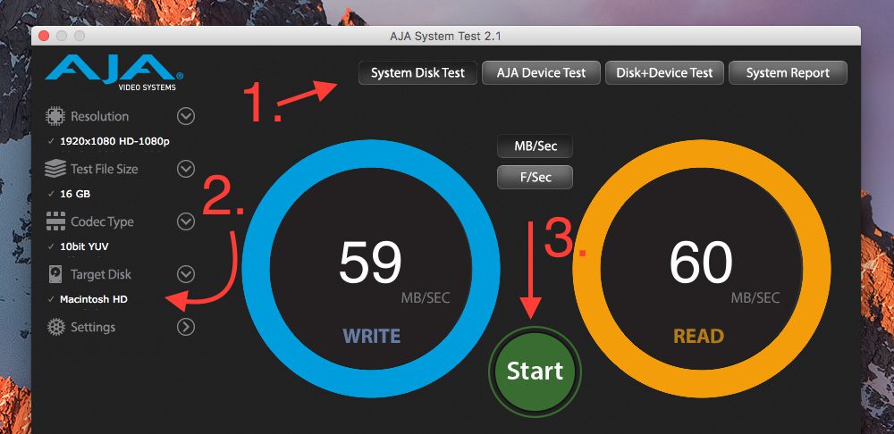 Aja System Test: So startet man das Festplatten Benchmarking.