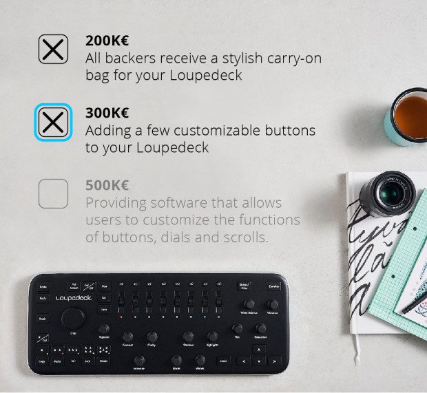 The Loupedeck Stretch Goals di Indiegogo; Fonte immagine: ibid