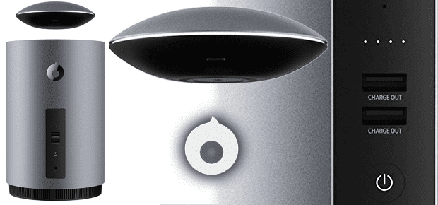 Das crazybaby Mars Lautsprecher-System in der Gesamtheit (l.) und mit Detailabbildungen; Bildquelle: Amazon