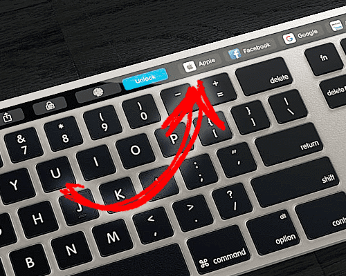 Imagen conceptual de un Apple Magic Keyboard con Touch Bar para iMac o Mac Pro. Queda pendiente si el teclado con barra táctil se hará realidad. Fuente de la imagen: imgur.com