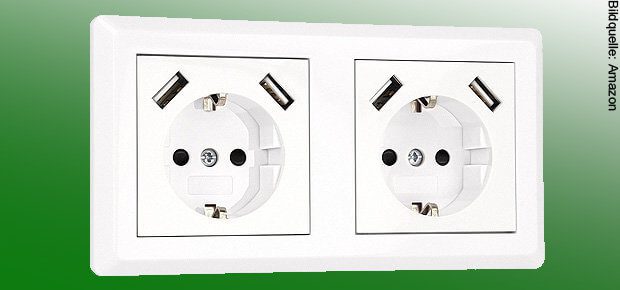 USB double socket from Minadax - Schuko, but no VDE certification. Here you can find more information and alternatives.