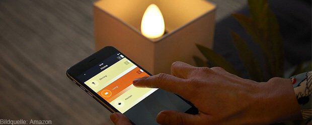 The Philips Hue E14 LED candle can be connected via the Philips Hue Bridge and the Hue