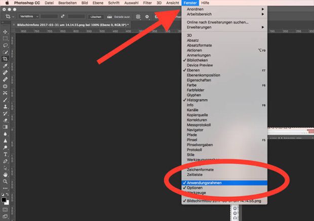 Unter "Fenster" und "Anwendungsrahmen" kann man den Workspace Hintergrund ausschalten und bekommt wieder den Desktop zu Gesicht.