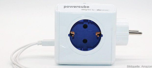 PowerCube Mehrfachsteckdose mit USB Anschlüssen, USB Anschluss als USB Ladegerät an Schuko Verteiler Power Cube