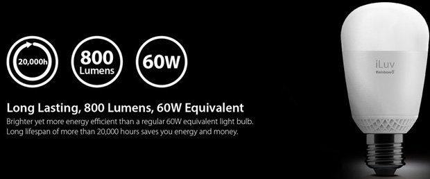 Die iLuv Rainbow 8 LED Glühbirne fürs Smart Home kann per <a class=