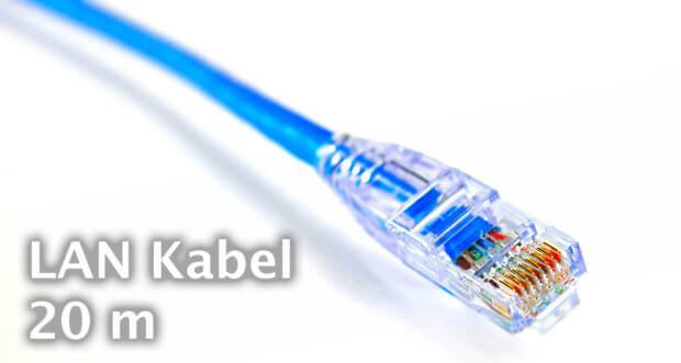 Die 20 Meter Netzwerkkabel eignen sich für die Überbrückung größerer Entfernungen. Wichtig ist ein Knickschutz und ein Schutz, der die empfindliche Kunststoff-Raste des Steckers vom dem Abbrechen schützt (Foto: Pixabay).
