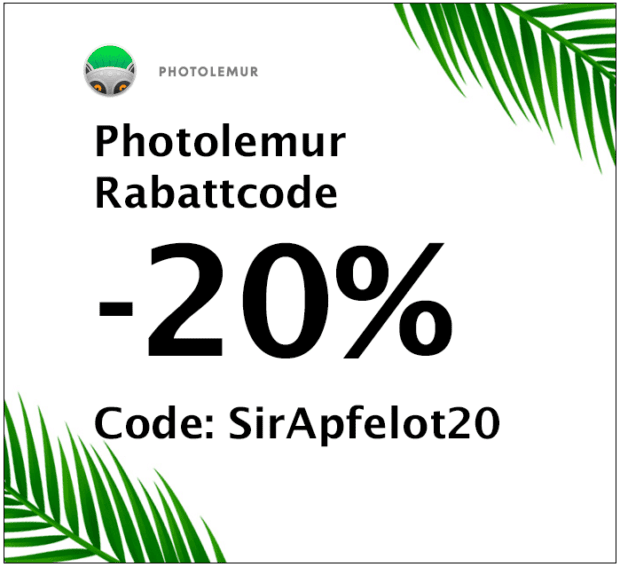 You can save a good 20% with the discount code "SirApfelot20" when buying Photolemur. The code is entered during the payment process.