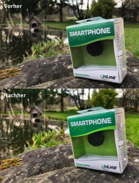 Ein Produktfoto im Vergleich. Oben das Original – fotografiert mit dem iPhone 7 Plus, das an sich schon sehr schöne Farben in Fotos macht – und unten das Ergebnis von Photolemur: es wirkt frischer, schärfer und ist innerhalb von 20 Sekunden aus Photolemur gefallen.