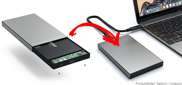 Externe Festplattengehäuse USB Typ C 3.1 2,5 oder 3,5 Zoll