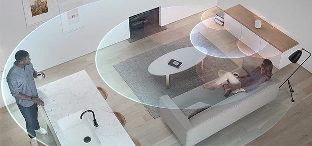 Adaptation of the audio output to the room structure with the Apple speaker, which will be (partially) available from autumn. (Image source: apple.com)