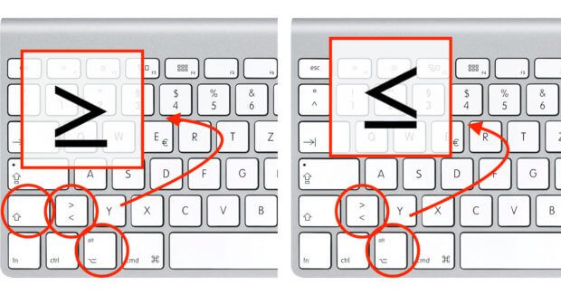Special characters greater than or equal to and less than or equal to on the mac
