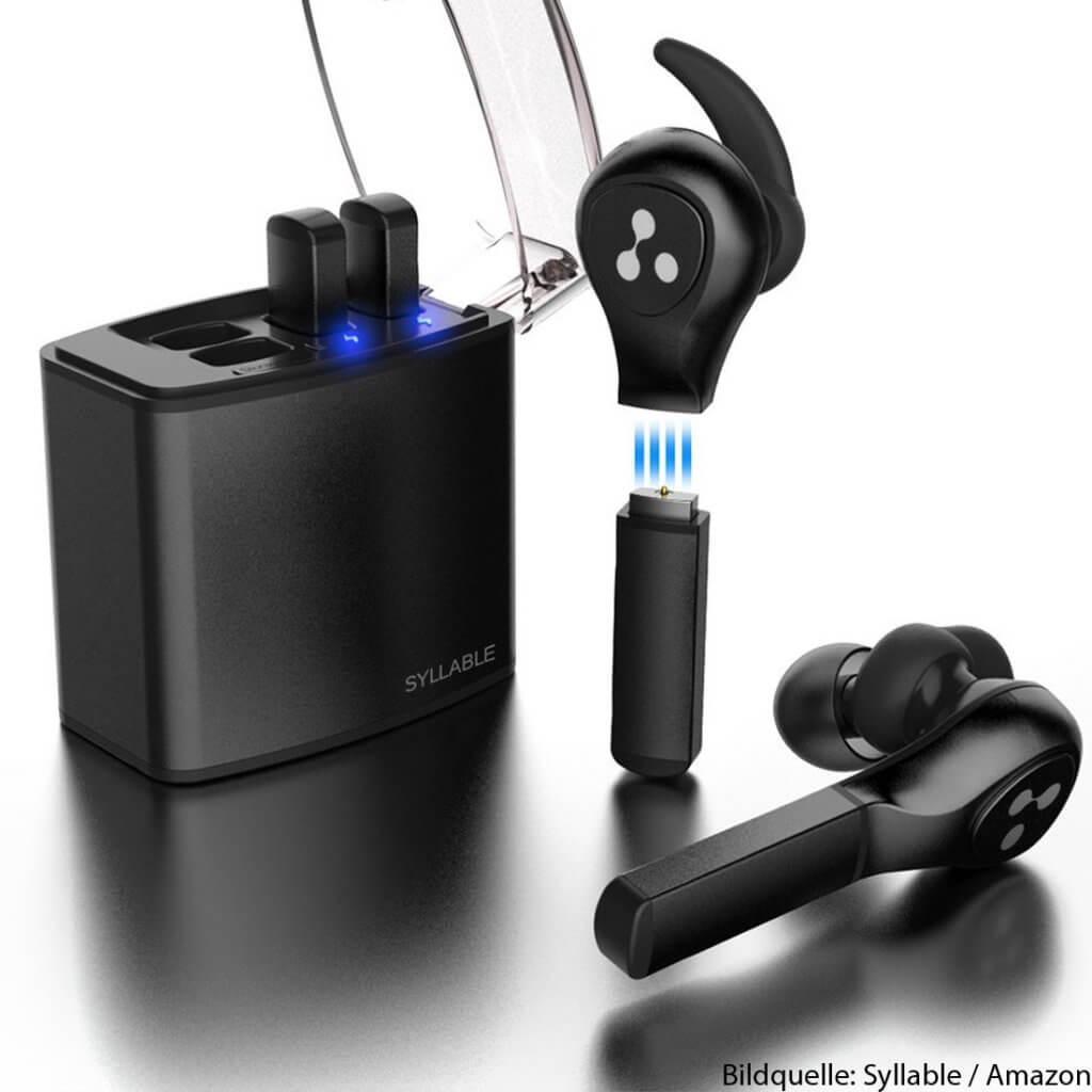 Kopfhörer mit Ladeschale und Austausch-Akku, Batterie austauschen, wechseln, kabelloses Headset