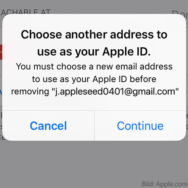 Change Apple ID, change, use with a different address
