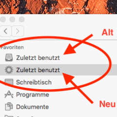 Ist der Smart-Ordner erstellt und benannt, finden wir in der Seitenleiste den alten und neuen Ordner. Den alten Ordner würde ich der Übersicht wegen ausblenden.