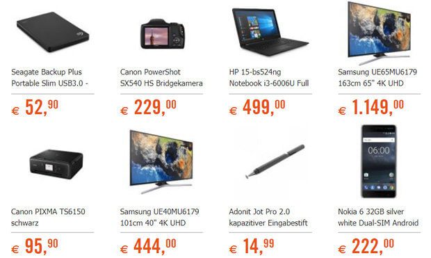 Einige der Cyberdeals der KW 50/51 2017. Die Technik-Angebote erstrecken sich kurz vor Weihnachten in alle möglichen Bereiche.