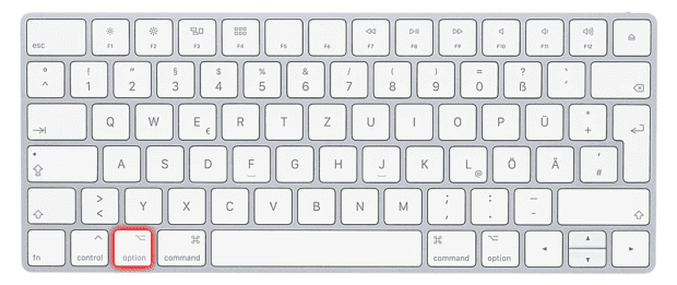 Die Mac Wahltaste befindet sich auf der Apple Tastatur zwischen ctrl- und cmd-Taste. Es handelt sich um den Alt- bzw. Option-Key. Wahltaste MacBook