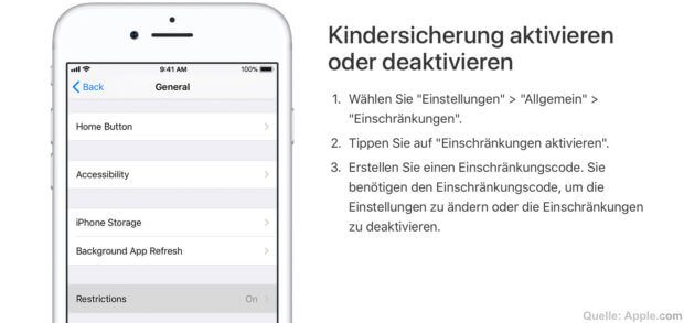 Zurücksetzen von Einschränkungen auf iPhone und iPad