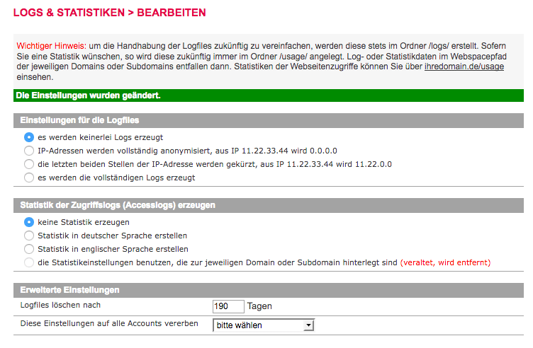 All-Inkl.com Server-Logs anonymisieren