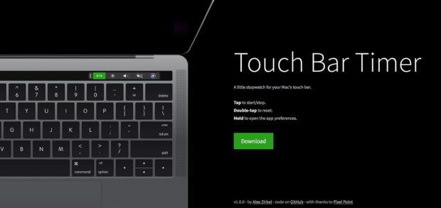 Der Touch Bar Timer ist eine Stoppuhr-App für das Apple MacBook Pro, mit der ihr ganz einfach durch tippen die Zeit nehmen, die Messung pausieren oder neu auslösen könnt. Details und Download findet ihr hier.