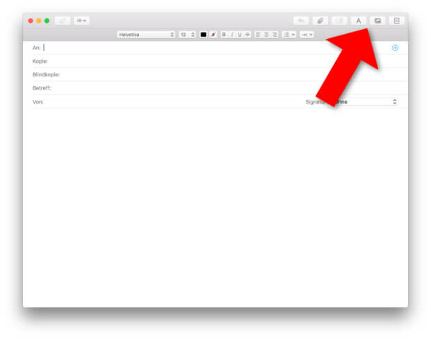 Im Mail-Fenster wird an dieser Stelle unter macOS 10.14 Mojave der Emoji Picker sitzen.