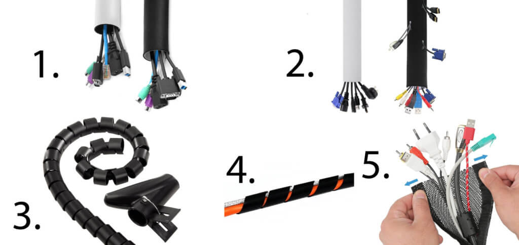 Ein Neonschlauch für Kabel oder Kabelspiralen / Spiralschläuche sind flexibel und gut, um Kabel um Ecken zu führen.