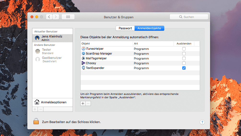 Die Anmeldeobjekte in macOS sorgen für den Autostart der entsprechenden Apps bei jedem Mac- und Systemstart.