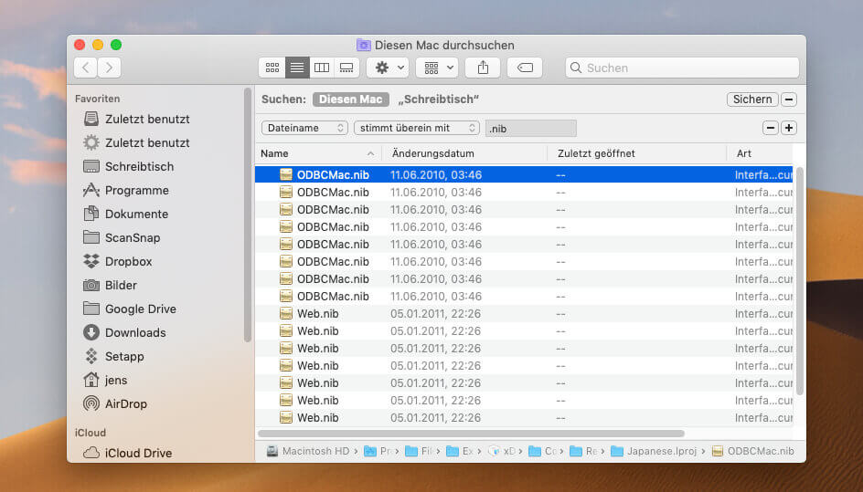 Meine Finder-Suche nach Dateien mit der Endung .nib brachte nur Treffer in einer alten Filemaker Pro Installation zutage.