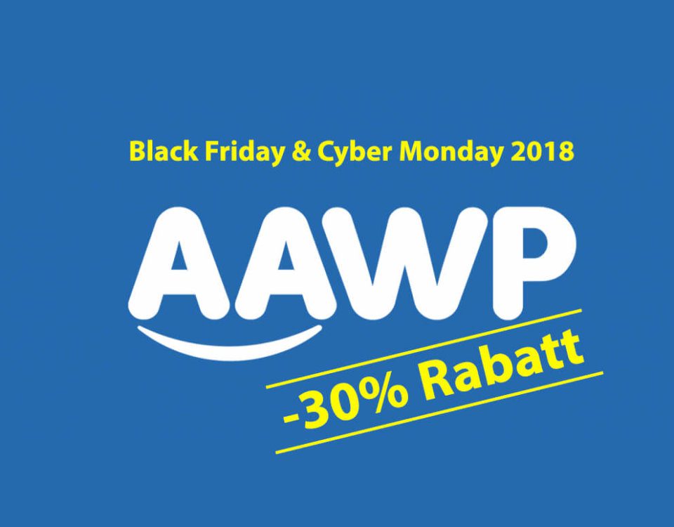 The AAWP plugin for Wordpress with a 30% discount on Cyber ​​Weekend 2018.