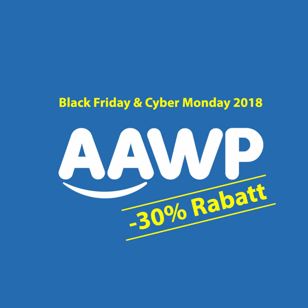 The AAWP plugin for Wordpress with a 30% discount on Cyber ​​Weekend 2018.