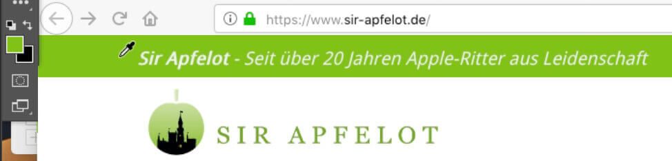 Mit Photoshop lassen sich auch direkt Farbcodes aus Webseiten und anderen Fenstern von geöffneten Programmen ermitteln.