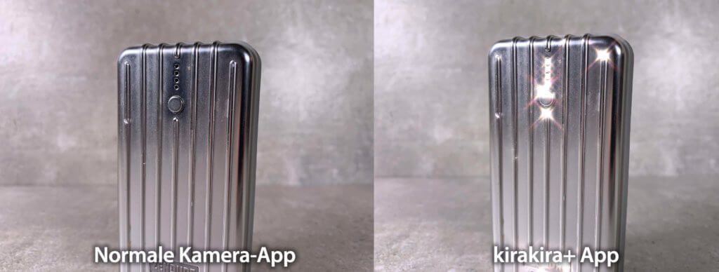 Per fare un confronto: il mio Zendure Powerbank fotografato senza e con KiraKira.
