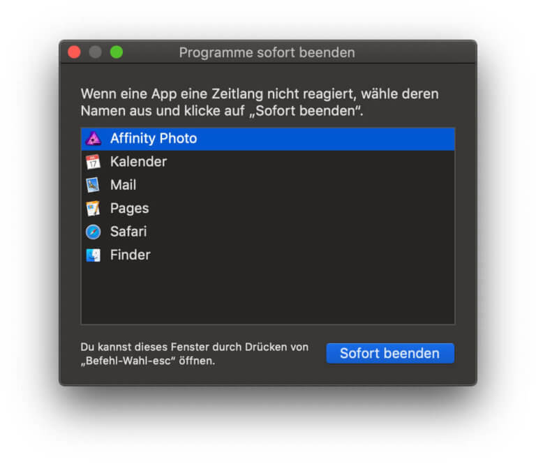 Prozess beenden am Mac Hängendes Programm schließen » Sir Apfelot