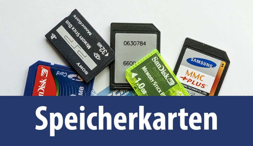 Die am häufigsten verwendeten Speicherkarten sind SD-Karten. Es gibt jedoch auch einige spezielle Karten wie die Sony Memory Sticks oder CF-Karten (Foto: Pixabay).