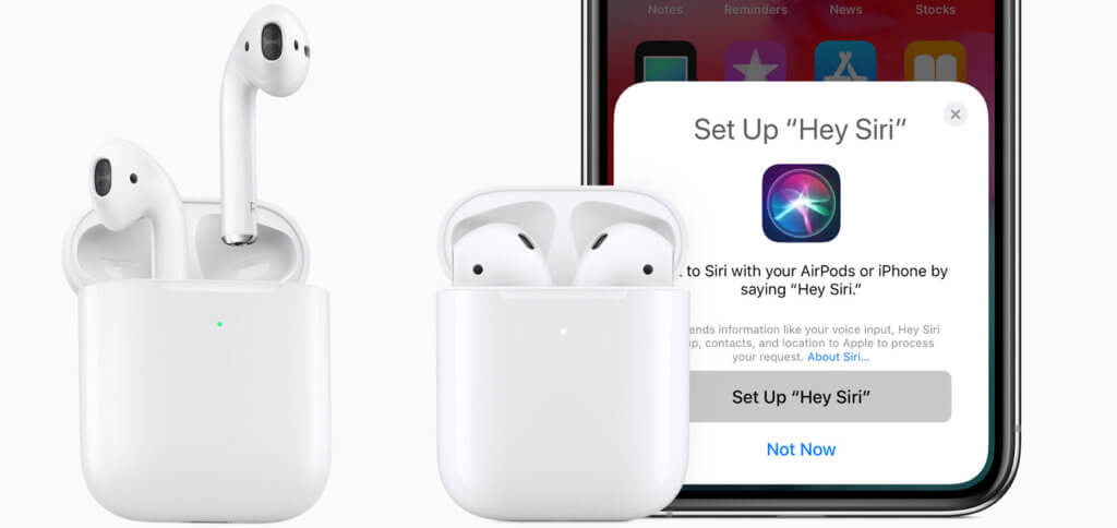 Die Apple AirPods 2 haben einen neuen H1 Chip, der nicht nur längeres Telefonieren, sondern auch Hey Siri ermöglicht. Was die 2019-Version der kabellosen Kopfhörer aber nicht kann, habe ich euch ebenso aufgeführt. Bilder: Apple