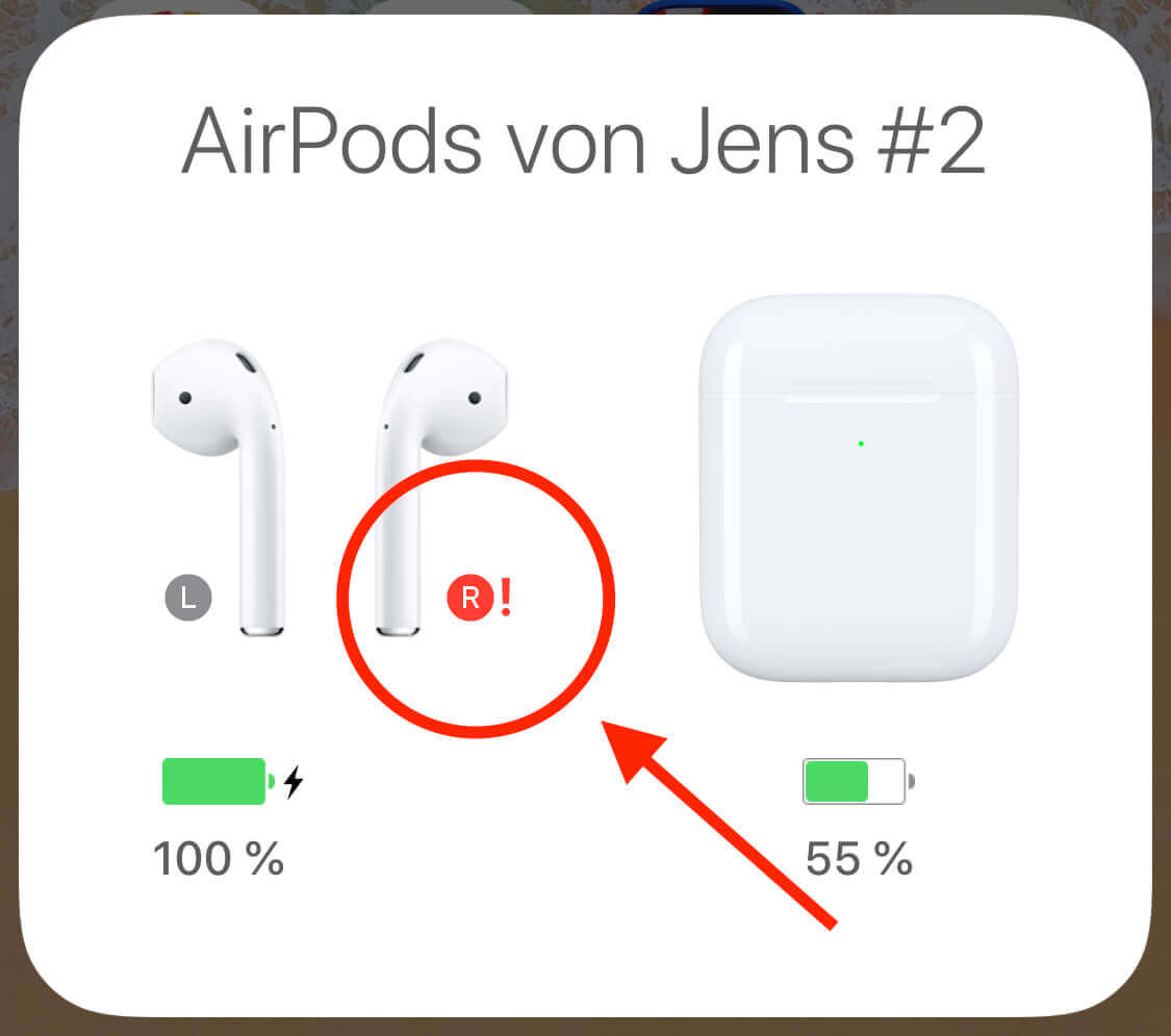 gelöst] AirPods Ladestatus am iPhone zeigt rotes Ausrufezeichen