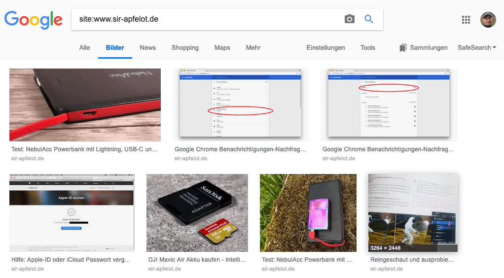 Under certain circumstances, the Google image search can also be helpful if you want to check the photos and graphics of a single website.