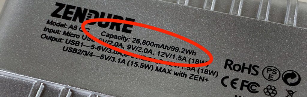 La capacità è solitamente stampata sulle batterie in mAh. In alcuni casi puoi trovare le specifiche anche in Wh - qui sul mio Zendure A8, che purtroppo non era nel campo di prova (foto: Sir Apfelot).