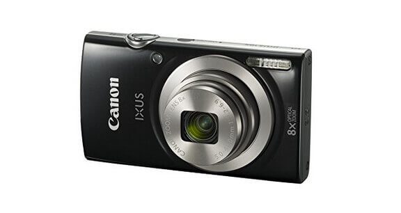 Foto der Canon IXUS 185 – eine kleine und kompakte Digitalkamera, die auch bei längeren Wanderungen nicht zuviel Gewicht mit sich bringt (Foto: Amazon).